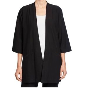 NWT Eileen Fisher Black Kimono Jacket in washable stretch crepe in size PS/PP